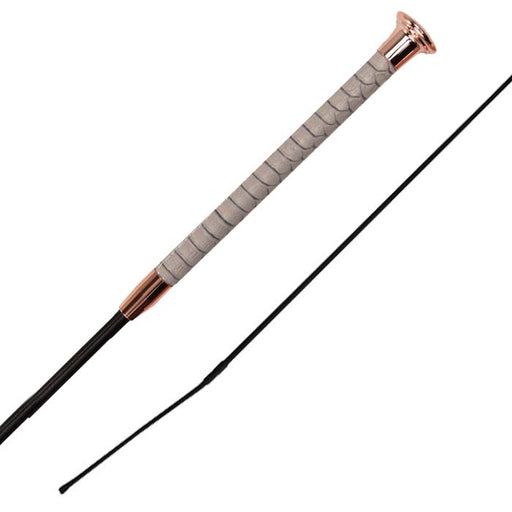 WoofWear Reptile Dressage Whip Grey & Rose Gold