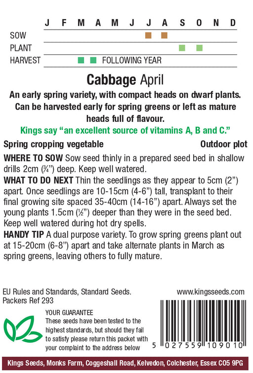 Kings Seeds Cabbage April Seeds