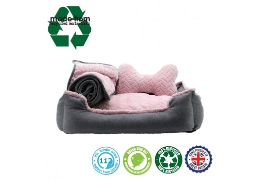 Made From Recycled Dog Bed Set Pink 60x50cm