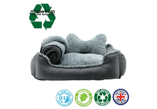 Recycled Dog Bed Set Grey 60x50cm