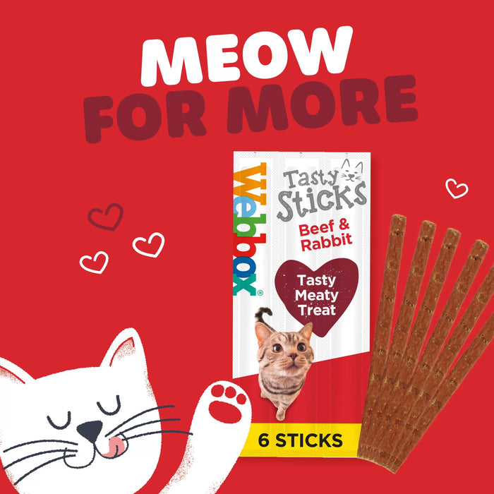 Webbox Tasty Sticks Beef & Rabbit Cat Treats - Pack of 6 Sticks