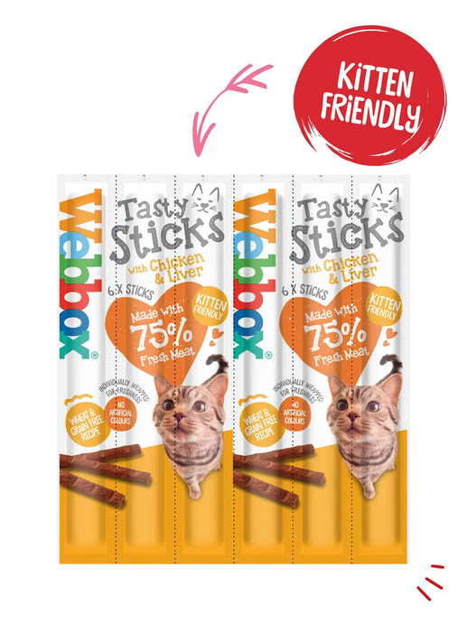 Webbox Tasty Sticks Chicken & Liver Cat Treats - Pack of 6 Sticks