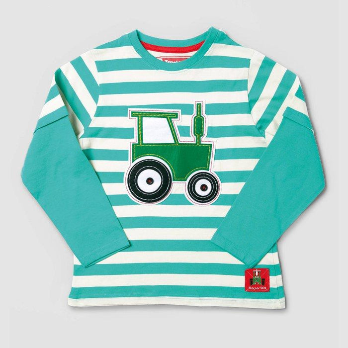 Tractor Ted Stripey Top Teal