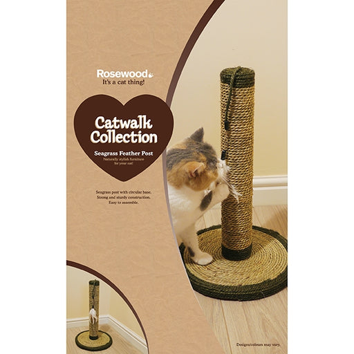 Natural Seagrass Feather Scratch Post 49cm