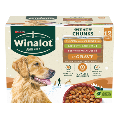 Winalot Adult Dog Pouches Chunks In Jelly 12x100gWinalot Adult Dog Pouches Meaty Chunks In Jelly 12x100g
