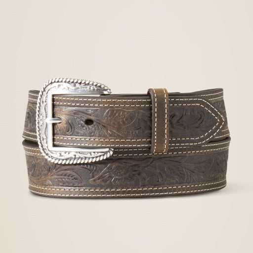 Ariat Tooled Belt Double Stitch Brown