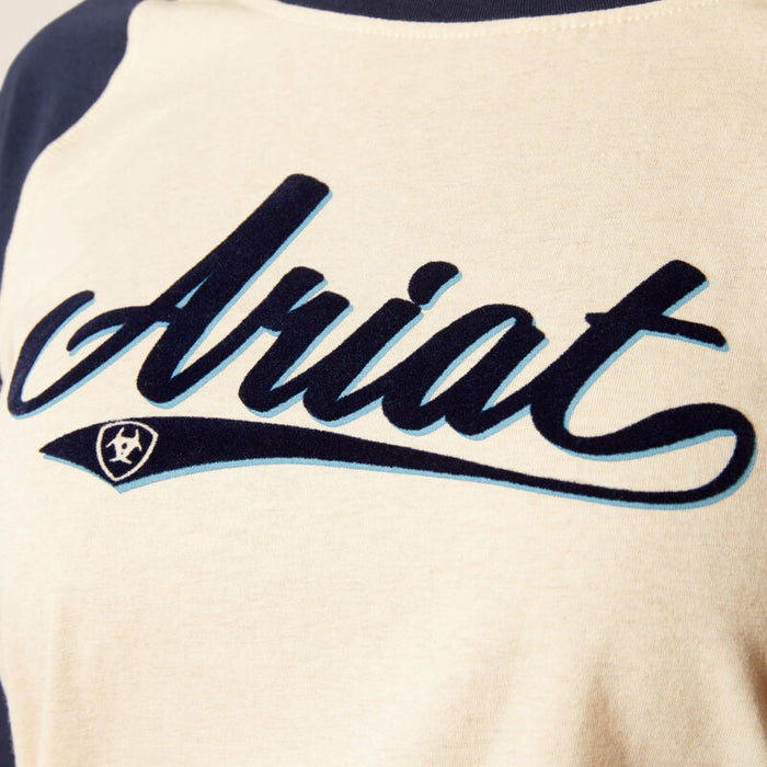 Ariat Womens Starter Long Sleeve T-Shirt Oatmeal, Heather & Navy