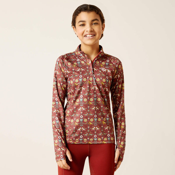 Ariat Youth Quarter Zip Lowell Base Layer Red Ochre Dala Horse
