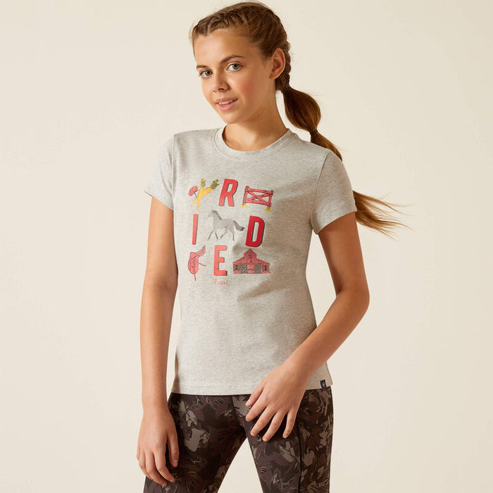 Ariat Youth Iconic Ride Tee Heather Grey