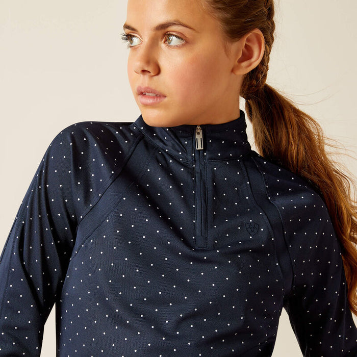Ariat Youth Sunstopper 3.0 Quarter Zip Base Navy Dot