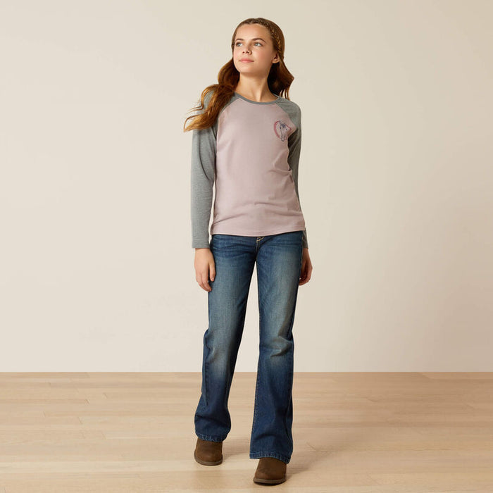 Ariat Youth Heart Star Short Sleeved T-Shirt Purple Dove