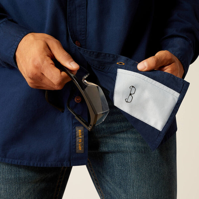 Ariat Rebar Washed Twill Work Shirt Navy