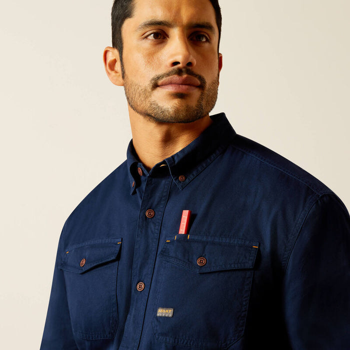 Ariat Rebar Washed Twill Work Shirt Navy