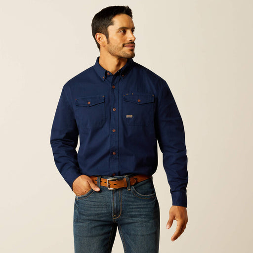 Ariat Rebar Washed Twill Work Shirt Navy