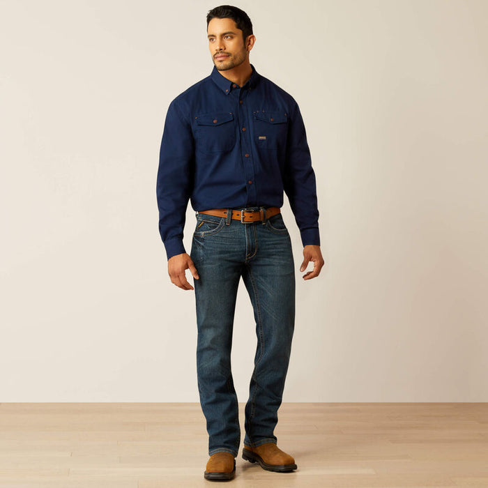 Ariat Rebar Washed Twill Work Shirt Navy