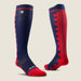Ariat Tall Performance Socks Navy & Red Devon