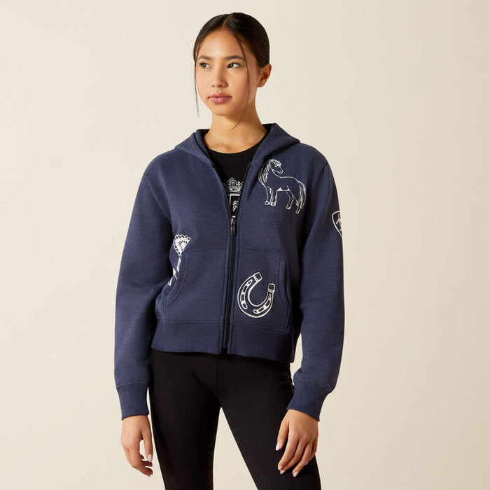 Ariat Youth Spiffy Full Zip Sweatshirt Navy
