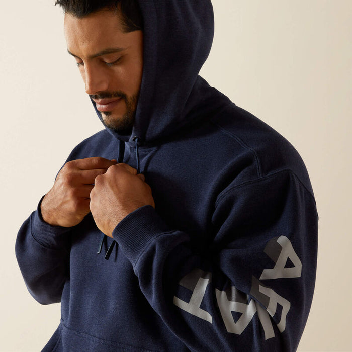 Ariat Rebar Lightweight Logo Hoodie Navy Heather & Alloy
