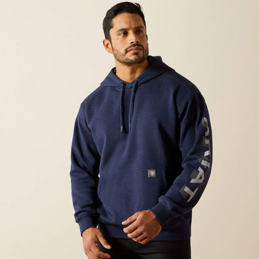 Ariat Rebar Lightweight Logo Hoodie Navy Heather & Alloy