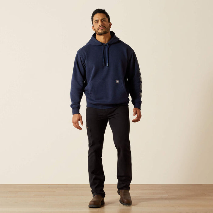 Ariat Rebar Lightweight Logo Hoodie Navy Heather & Alloy