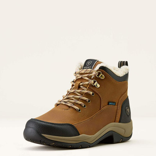 Brown hiking boot with black