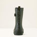 Green rain boot with 'Ariat' branding on a white background