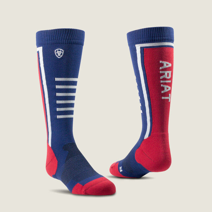 AriatTEK Youth Slimline Socks Navy & Red
