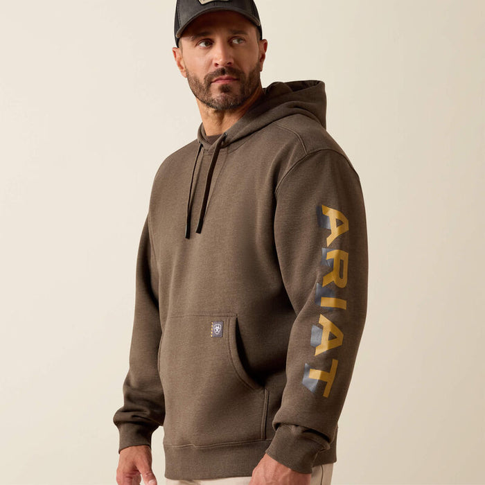 Ariat Rebar Lightweight Logo Hoodie Brown Heather & Wood Thrush