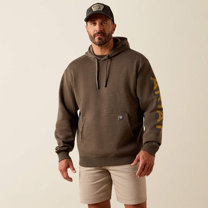 Ariat Rebar Lightweight Logo Hoodie Brown Heather & Wood Thrush