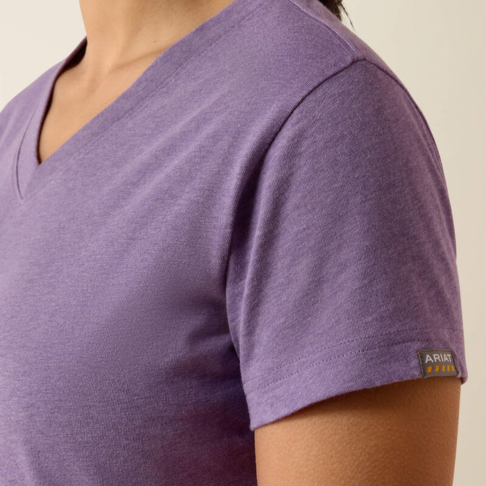 Ariat Rebar Cotton Strong Standard V-Neck T-Shirt Mulled Grape & Heather
