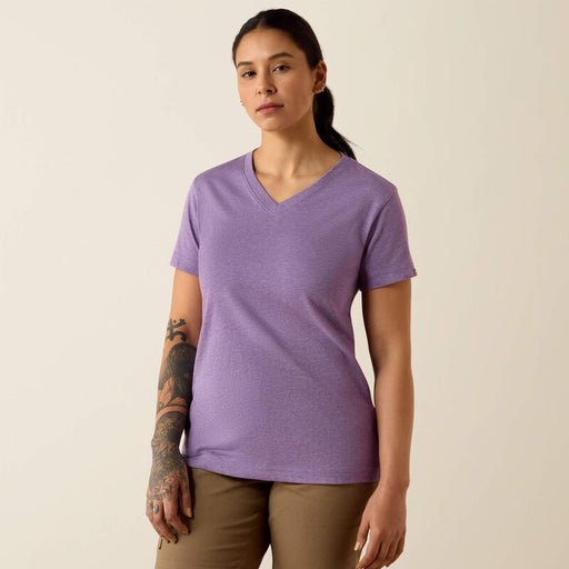 Ariat Rebar Cotton Strong Standard V-Neck T-Shirt Mulled Grape & Heather