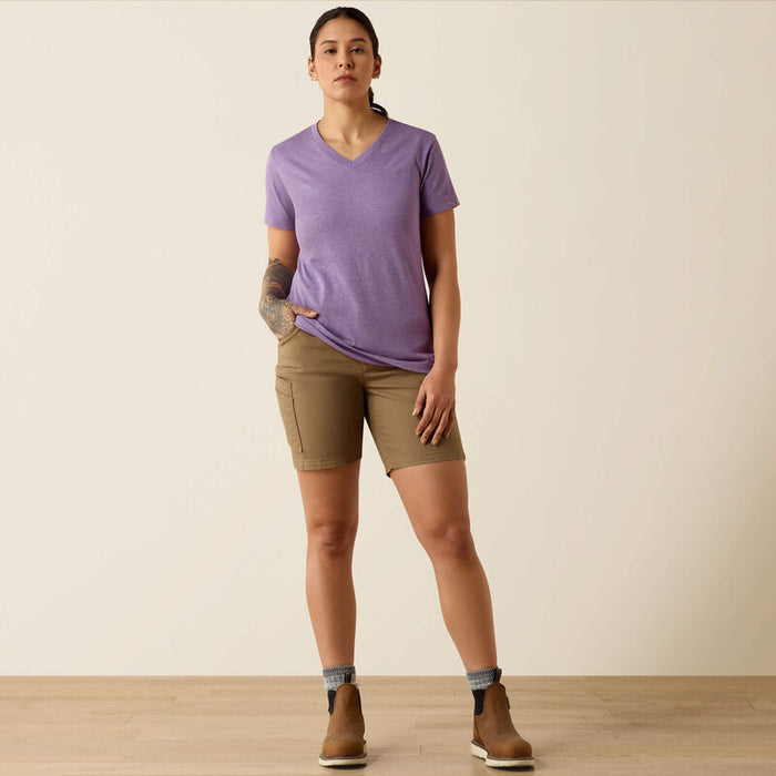 Ariat Rebar Cotton Strong Standard V-Neck T-Shirt Mulled Grape & Heather