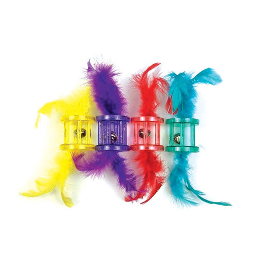 Tabby Patch Feather Rattle Cat Toy
