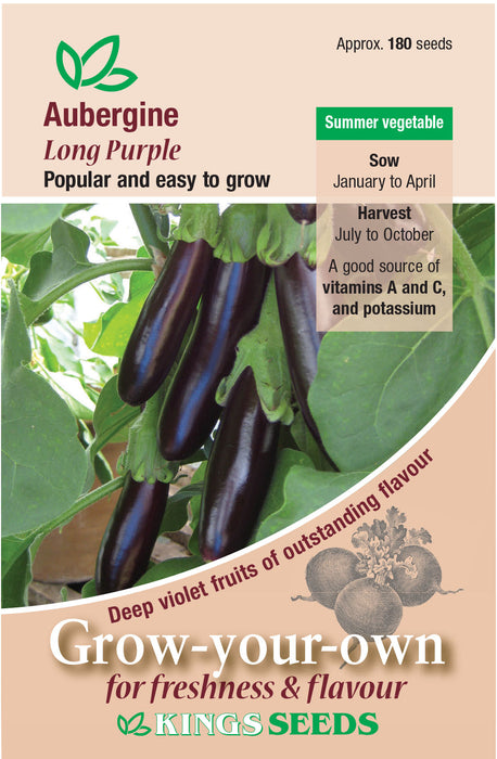 Kings Seeds Aubergine Long Purple Seeds