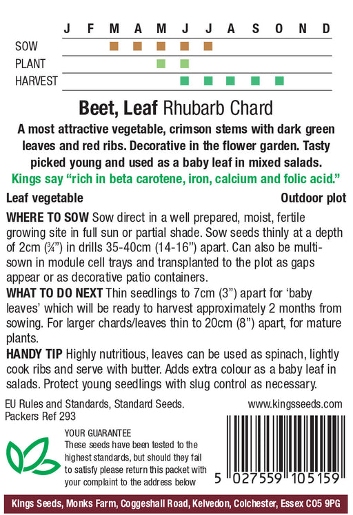Kings Seeds Leaf Beet Rhubarb Chard