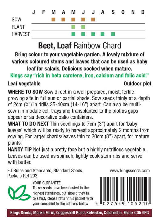 Kings Seeds Leaf Beet Rainbow Chard Seeds