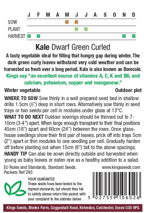 Kings Seeds Kale Dwarf Green Curled Seeds