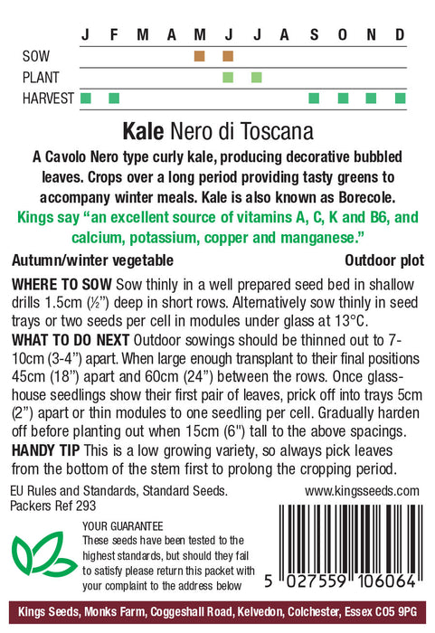Kings Seeds Kale Nero Di Toscana Seeds