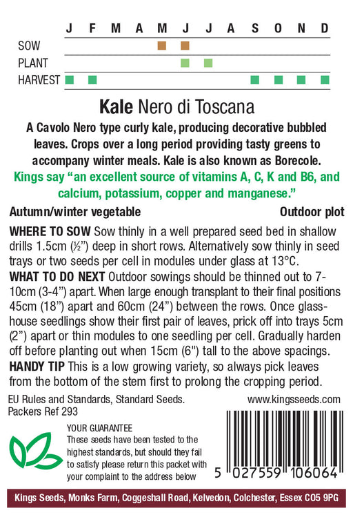 Kings Seeds Kale Nero Di Toscana Seeds