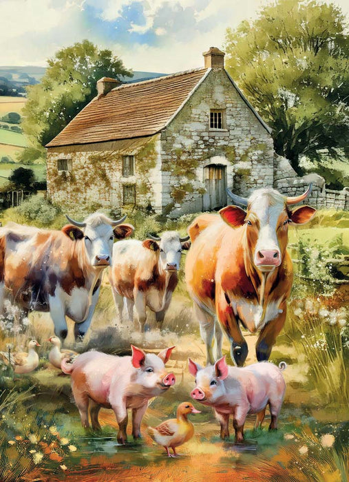 Country Cards Cattle And Piglets
