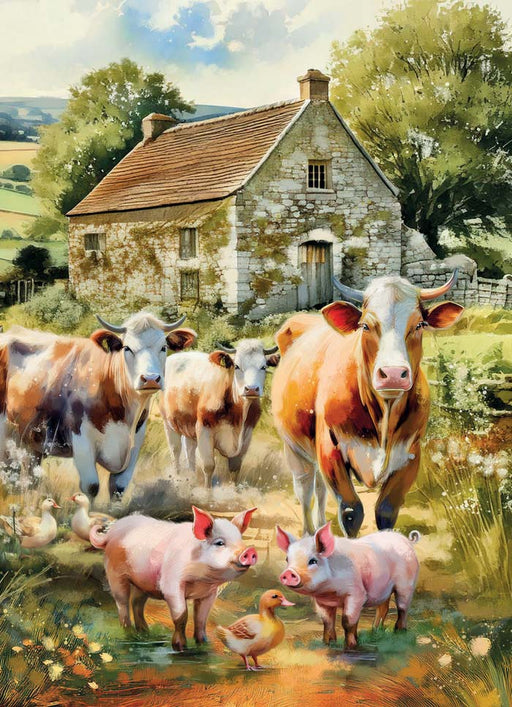 Country Cards Cattle And Piglets
