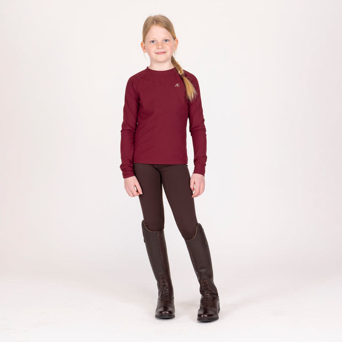 Aubrion Equestrian Ribbed Young Rider Long Sleeved Top Port