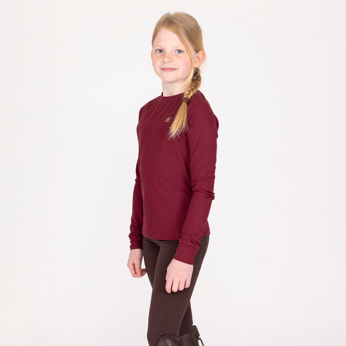 Aubrion Equestrian Ribbed Young Rider Long Sleeved Top Port