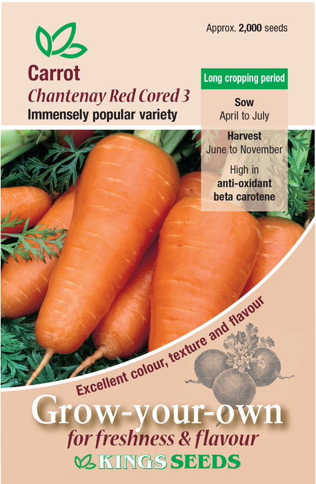 Kings Seeds Carrot Chatenay Red Cored 3 Seeds