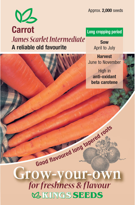 Kings Seeds Carrot James Scarlet Intermediate Seeds