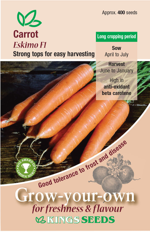 Kings Seeds Carrot Eskimo F1 RHS AGM Seeds