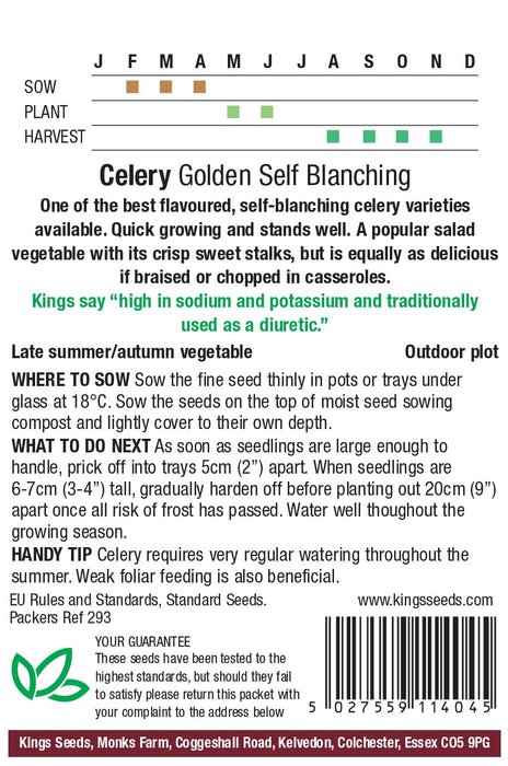 Kings Seeds Celery Golden Self Blanching Seeds