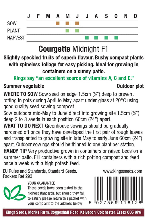 Kings Seeds Courgette Midnight