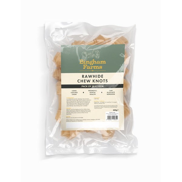Rawhide Dog Chew Knots 10cm Pack 20