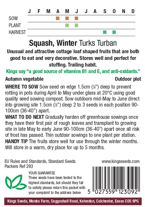 Kings Seeds Squash Winter Turks Turban Seeds
